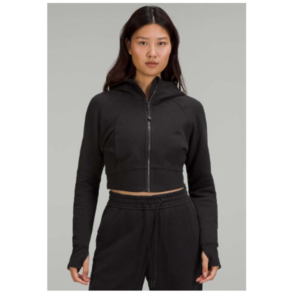 Lululemon Scuba Full-Zip Cropped Hoodie Black Women's Size 4